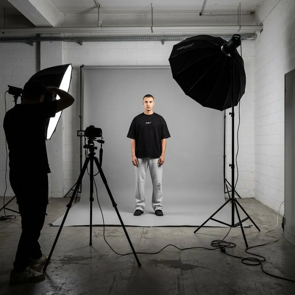 Behind the scenes of a real studio fashion photoshoot